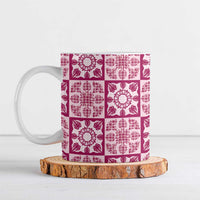 Akala Palaka Quilt Hawaii Ceramic Mug Hawaiian Tropical Monstera Sea Turtle