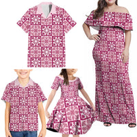 Akala Palaka Quilt Hawaii Family Matching Off Shoulder Maxi Dress and Hawaiian Shirt Hawaiian Tropical Monstera Sea Turtle