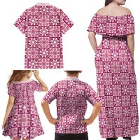 Akala Palaka Quilt Hawaii Family Matching Off Shoulder Maxi Dress and Hawaiian Shirt Hawaiian Tropical Monstera Sea Turtle