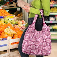 Akala Palaka Quilt Hawaii Grocery Bag Hawaiian Tropical Monstera Sea Turtle