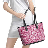 Akala Palaka Quilt Hawaii Leather Tote Bag Hawaiian Tropical Monstera Sea Turtle
