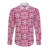Akala Palaka Quilt Hawaii Long Sleeve Button Shirt Hawaiian Tropical Monstera Sea Turtle