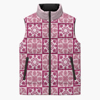 Akala Palaka Quilt Hawaii Sleeveless Puffer Jacket Hawaiian Tropical Monstera Sea Turtle