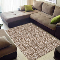 Beige Palaka Quilt Hawaii Area Rug Hawaiian Tropical Monstera Sea Turtle