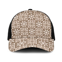 Beige Palaka Quilt Hawaii Baseball Net Cap Hawaiian Tropical Monstera Sea Turtle LT14 One Size Black Beige - Polynesian Pride