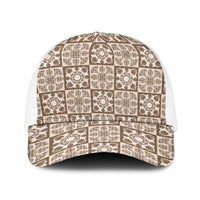 Beige Palaka Quilt Hawaii Baseball Net Cap Hawaiian Tropical Monstera Sea Turtle LT14 One Size White Beige - Polynesian Pride