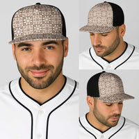 Beige Palaka Quilt Hawaii Baseball Net Cap Hawaiian Tropical Monstera Sea Turtle LT14 - Polynesian Pride