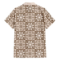 Beige Palaka Quilt Hawaii Family Matching Summer Maxi Dress and Hawaiian Shirt Hawaiian Tropical Monstera Sea Turtle