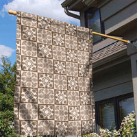 Beige Palaka Quilt Hawaii Garden Flag Hawaiian Tropical Monstera Sea Turtle
