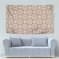 Beige Palaka Quilt Hawaii Tapestry Hawaiian Tropical Monstera Sea Turtle LT14 - Polynesian Pride