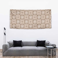 Beige Palaka Quilt Hawaii Tapestry Hawaiian Tropical Monstera Sea Turtle LT14 - Polynesian Pride