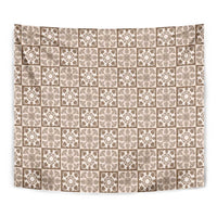 Beige Palaka Quilt Hawaii Tapestry Hawaiian Tropical Monstera Sea Turtle LT14 - Polynesian Pride