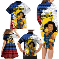 Personalised Philippines Women's Day Family Matching Long Sleeve Bodycon Dress and Hawaiian Shirt Filipino Golden Sun With Polynesian Pattern LT14 - Polynesian Pride