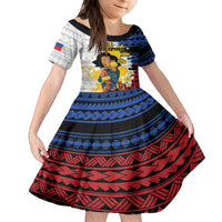 Personalised Philippines Women's Day Family Matching Tank Maxi Dress and Hawaiian Shirt Filipino Golden Sun With Polynesian Pattern LT14 Daughter's Dress Red - Polynesian Pride