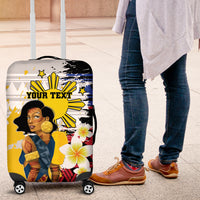 Personalised Philippines Women's Day Luggage Cover Filipino Golden Sun With Polynesian Pattern