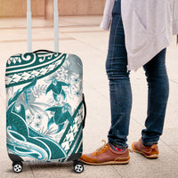 Cyan Polynesia Luggage Cover Polynesian Turtle Shark Tattoo Tropical Vintage LT14 Cyan - Polynesian Pride