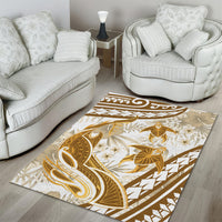 Gold Polynesia Area Rug Polynesian Turtle Shark Tattoo Tropical Vintage