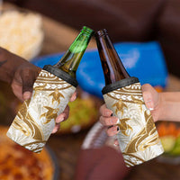 Gold Polynesia 4 in 1 Can Cooler Tumbler Polynesian Turtle Shark Tattoo Tropical Vintage