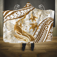 Gold Polynesia Hooded Blanket Polynesian Turtle Shark Tattoo Tropical Vintage LT14 One Size Gold - Polynesian Pride