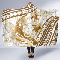 Gold Polynesia Hooded Blanket Polynesian Turtle Shark Tattoo Tropical Vintage LT14 - Polynesian Pride