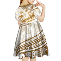 Gold Polynesia Kid Short Sleeve Dress Polynesian Turtle Shark Tattoo Tropical Vintage LT14 - Polynesian Pride
