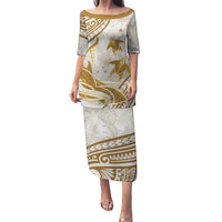 Gold Polynesia Puletasi Polynesian Turtle Shark Tattoo Tropical Vintage LT14 Long Dress Gold - Polynesian Pride