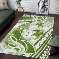 Lime Green Polynesia Area Rug Polynesian Turtle Shark Tattoo Tropical Vintage