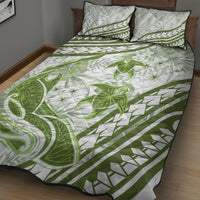 Lime Green Polynesia Quilt Bed Set Polynesian Turtle Shark Tattoo Tropical Vintage