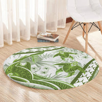 Lime Green Polynesia Round Carpet Polynesian Turtle Shark Tattoo Tropical Vintage LT14 - Polynesian Pride