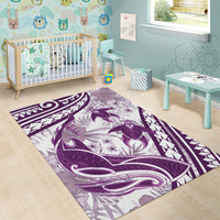 Purple Polynesia Area Rug Polynesian Turtle Shark Tattoo Tropical Vintage