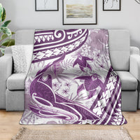 Purple Polynesia Blanket Polynesian Turtle Shark Tattoo Tropical Vintage
