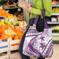 Purple Polynesia Grocery Bag Polynesian Turtle Shark Tattoo Tropical Vintage