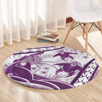 Purple Polynesia Round Carpet Polynesian Turtle Shark Tattoo Tropical Vintage LT14 - Polynesian Pride