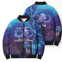Polynesia Jellyfish Memorial Personalised Bomber Puffer Jacket Infinity Jellies Polynesian Pattern