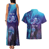 Polynesia Jellyfish Memorial Personalised Couples Matching Tank Maxi Dress and Hawaiian Shirt Infinity Jellies Polynesian Pattern