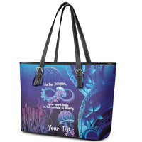 Polynesia Jellyfish Memorial Personalised Leather Tote Bag Infinity Jellies Polynesian Pattern
