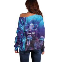 Polynesia Jellyfish Memorial Personalised Off Shoulder Sweater Infinity Jellies Polynesian Pattern