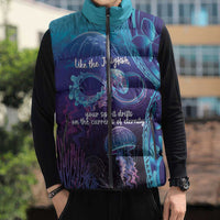 Polynesia Jellyfish Memorial Personalised Sleeveless Puffer Jacket Infinity Jellies Polynesian Pattern
