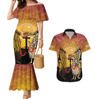Australia And New Zealand ANZAC Couples Matching Mermaid Dress and Hawaiian Shirt Aussie Kangaroo With Aotearoa Kiwi Lest We Forget LT14 Yellow - Polynesian Pride