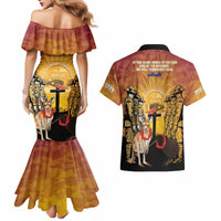 Australia And New Zealand ANZAC Couples Matching Mermaid Dress and Hawaiian Shirt Aussie Kangaroo With Aotearoa Kiwi Lest We Forget LT14 - Polynesian Pride