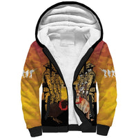 Australia And New Zealand ANZAC Sherpa Hoodie Aussie Kangaroo With Aotearoa Kiwi Lest We Forget LT14 Unisex Yellow - Polynesian Pride