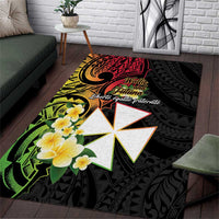 Wallis and Futuna Victory Day Area Rug Liberty Equality Fraternity Polynesian Plumeria