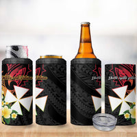Wallis and Futuna Victory Day 4 in 1 Can Cooler Tumbler Liberty Equality Fraternity Polynesian Plumeria