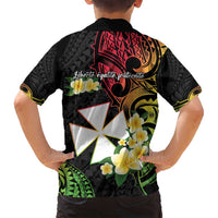 Wallis and Futuna Victory Day Family Matching Off Shoulder Maxi Dress and Hawaiian Shirt Liberty Equality Fraternity Polynesian Plumeria