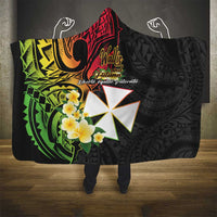 Wallis and Futuna Victory Day Hooded Blanket Liberty Equality Fraternity Polynesian Plumeria