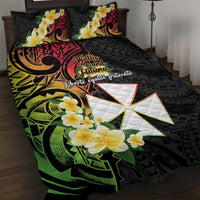 Wallis and Futuna Victory Day Quilt Bed Set Liberty Equality Fraternity Polynesian Plumeria