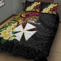 Wallis and Futuna Victory Day Quilt Bed Set Liberty Equality Fraternity Polynesian Plumeria