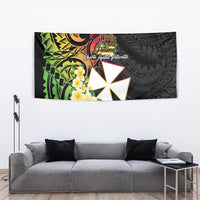 Wallis and Futuna Victory Day Tapestry Liberty Equality Fraternity Polynesian Plumeria