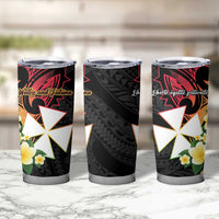 Wallis and Futuna Victory Day Tumbler Cup Liberty Equality Fraternity Polynesian Plumeria