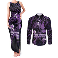 Personalised Fibromyalgia Awareness Month Couples Matching Tank Maxi Dress and Long Sleeve Button Shirt Fibro Warrior Strength In Every Struggle